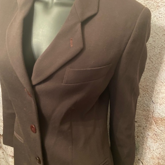 Giorgio Armani Chocolate Virgin Wool Single Breasted Blazer - Picture 3 of 9